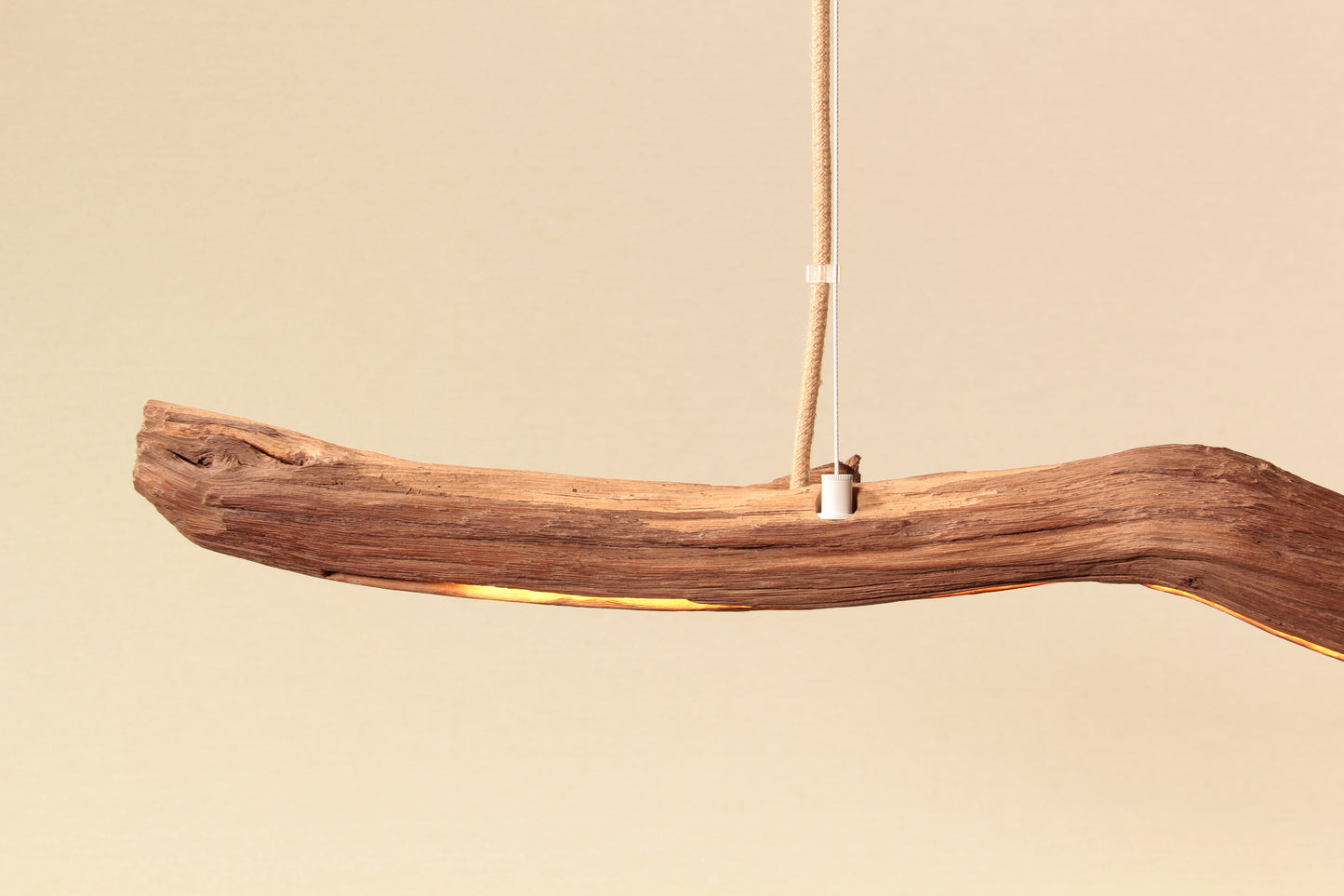 Lampada da tavolo da pranzo - pezzo unico fatto a mano - ramo di quercia di 158 cm