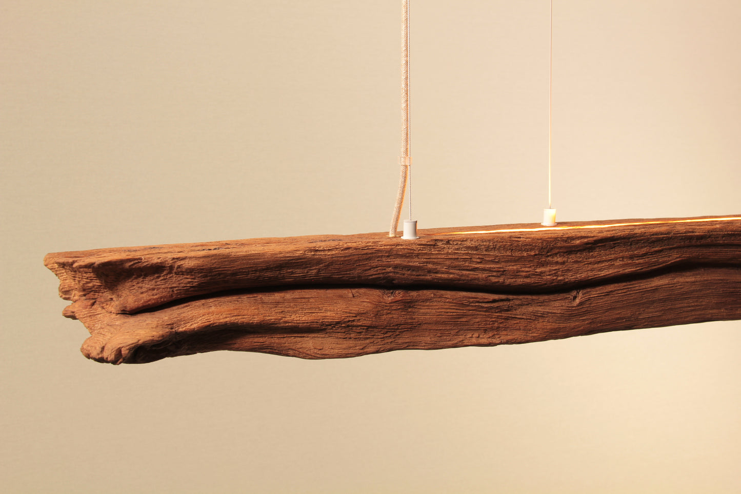 Dining table lamp - handmade unique piece - 128cm oak beam