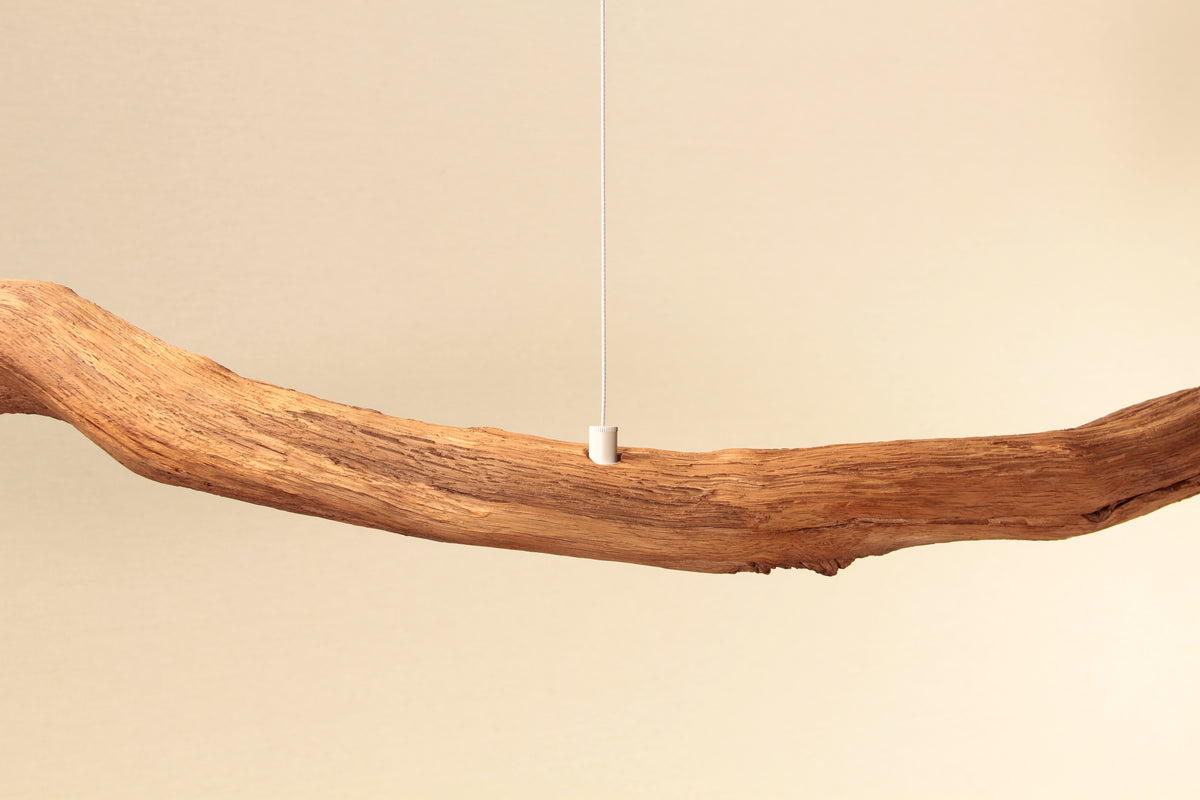 LED-Esstischleuchte - handgefertigtes Unikat - 183cm Eichenast