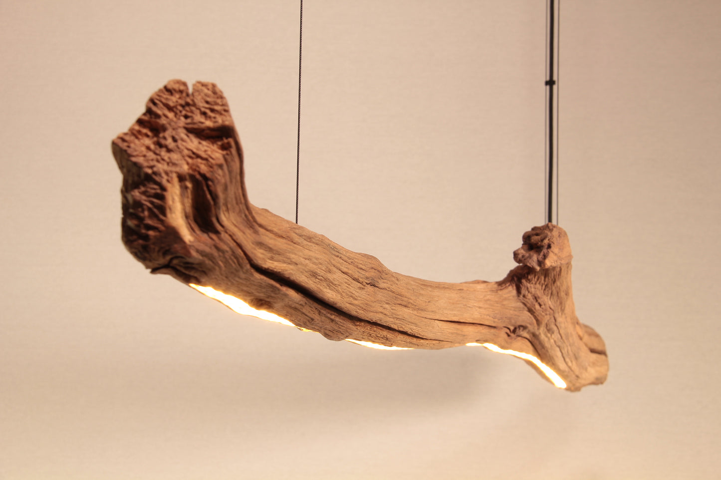 Eettafel lamp - handgemaakt uniek stuk - 155cm eiken tak