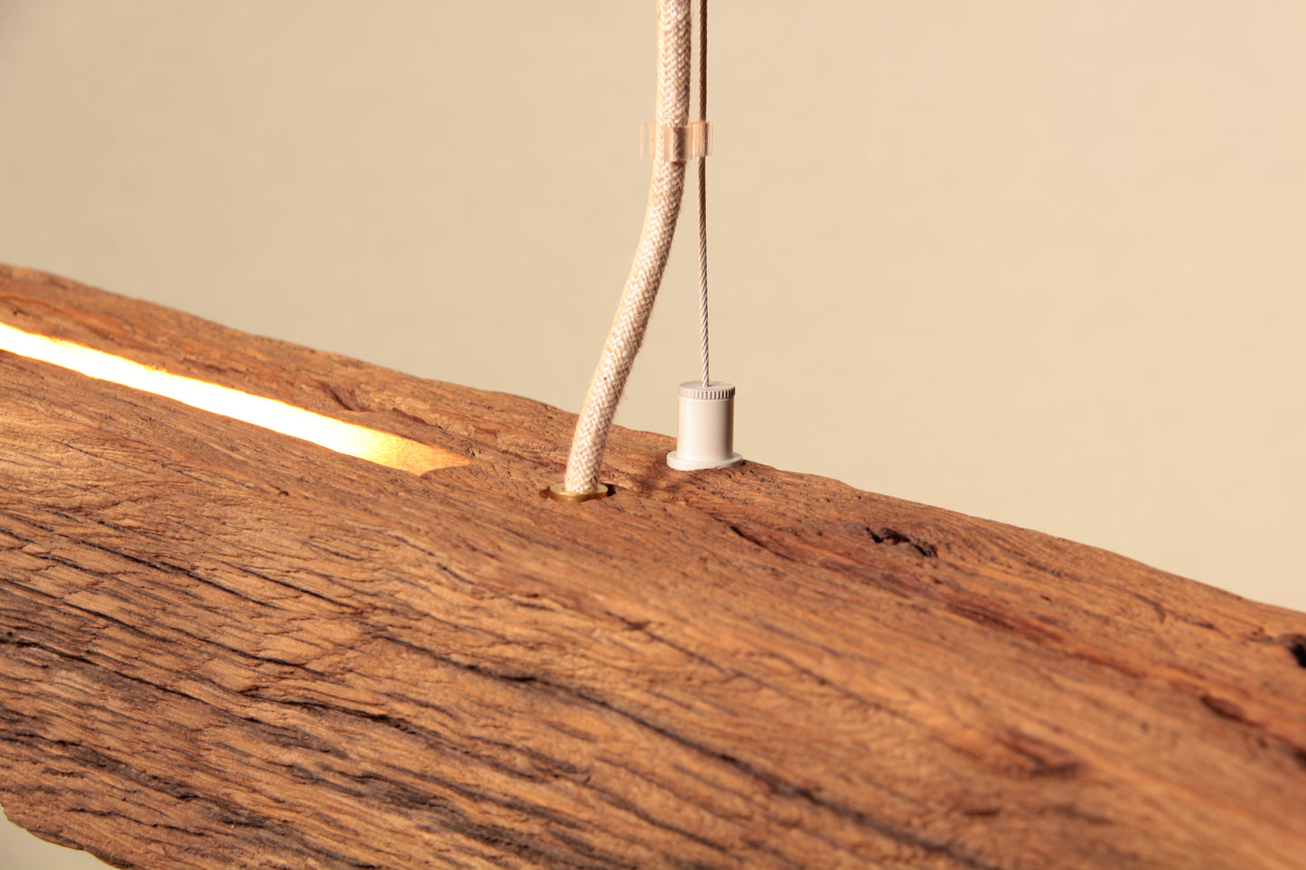 Dining table lamp - handmade unique piece - 128cm oak beam