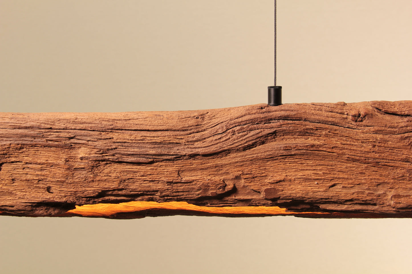 Dining table lamp - handmade unique piece - 178cm oak beam