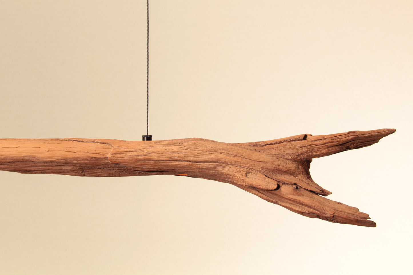 Lámpara de mesa para comedor —pieza única hecha a mano— rama de roble de 170 cm