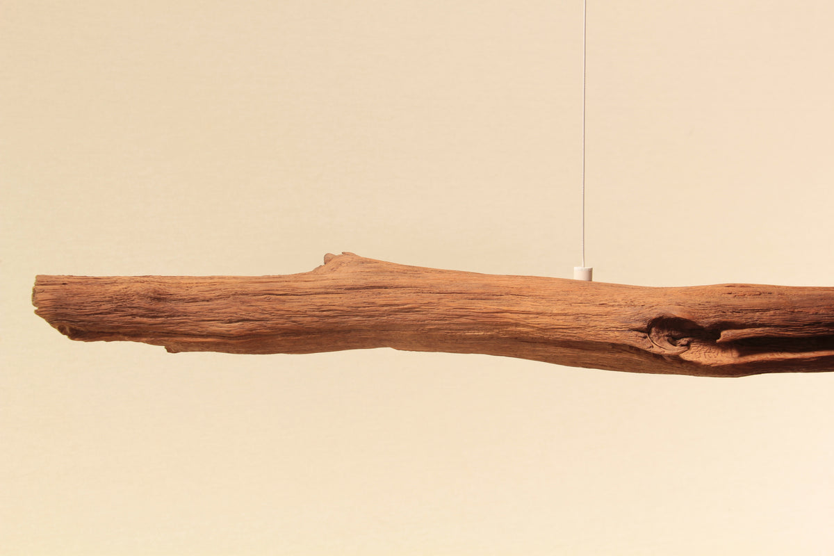 LED lampe de table à manger - fait main pièce unique - 177cm branche de chêne