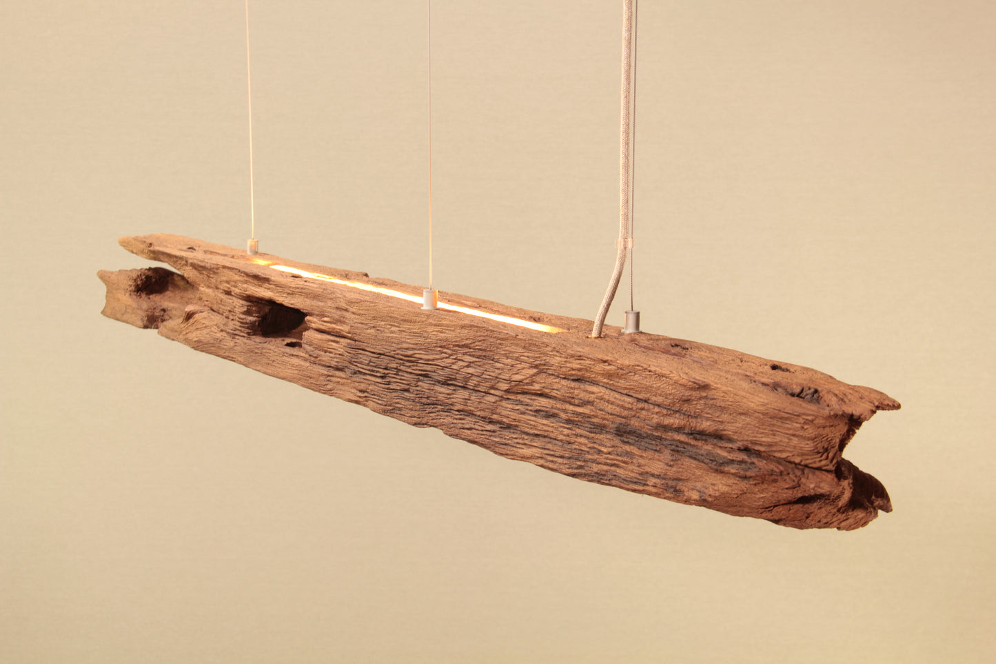 Dining table lamp - handmade unique piece - 128cm oak beam