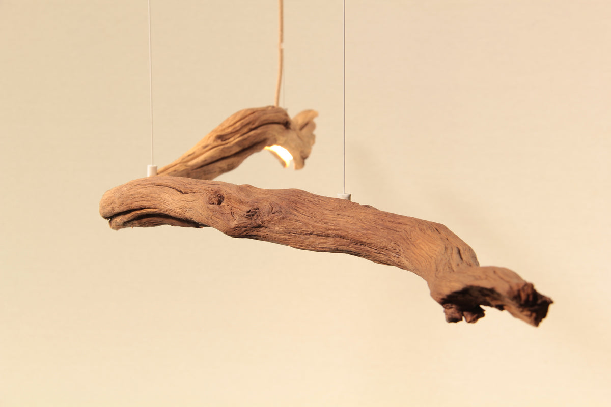 LED-Esstischleuchte - handgefertigtes Unikat - 183cm Eichenast