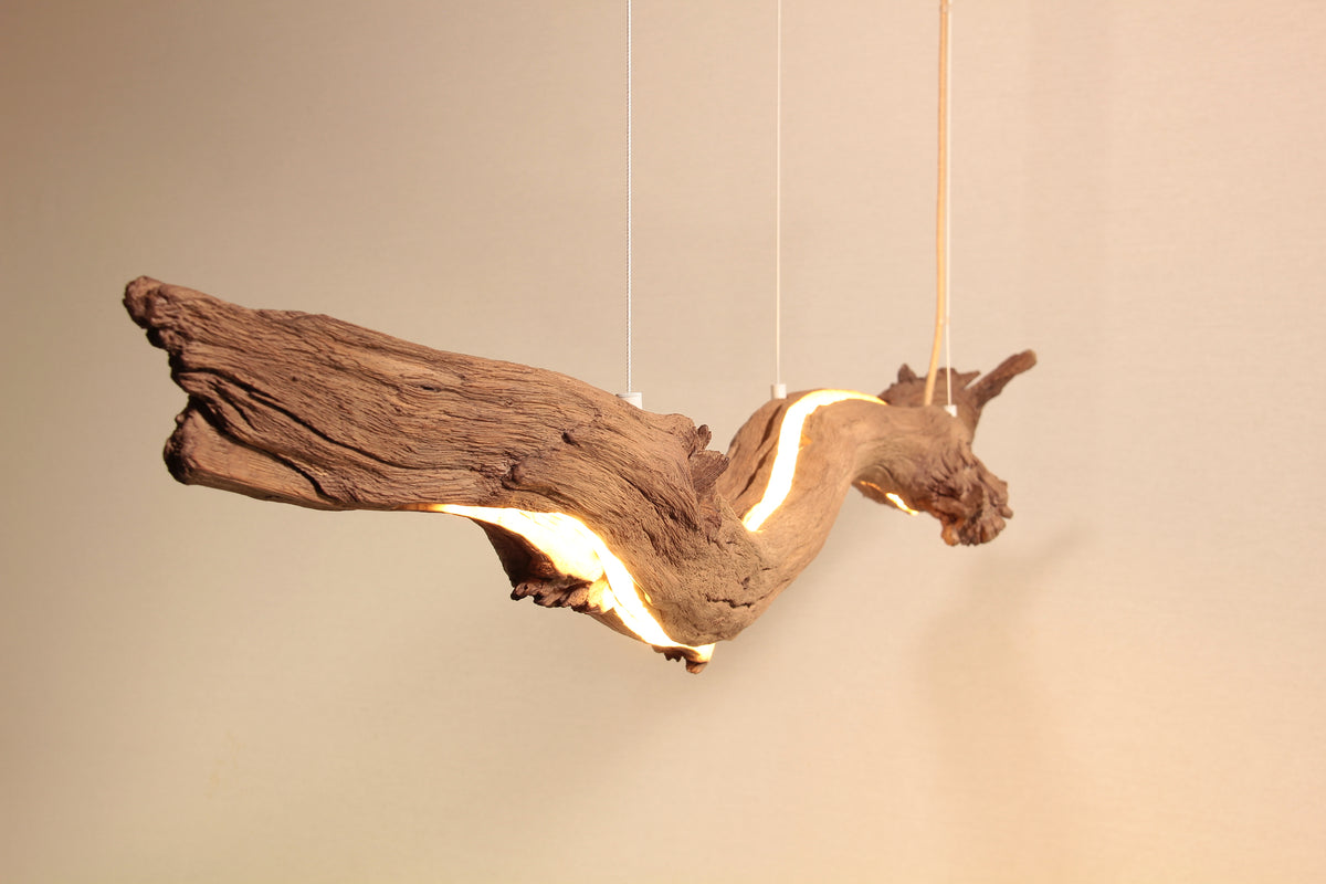 Lampe de table / bande LED / 147 cm branche de chêne