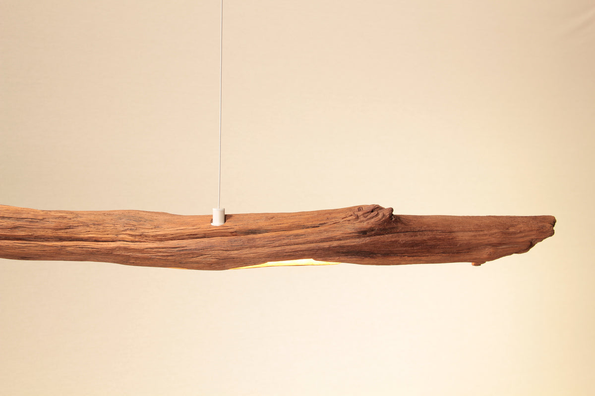 LED lampe de table à manger - fait main pièce unique - 177cm branche de chêne