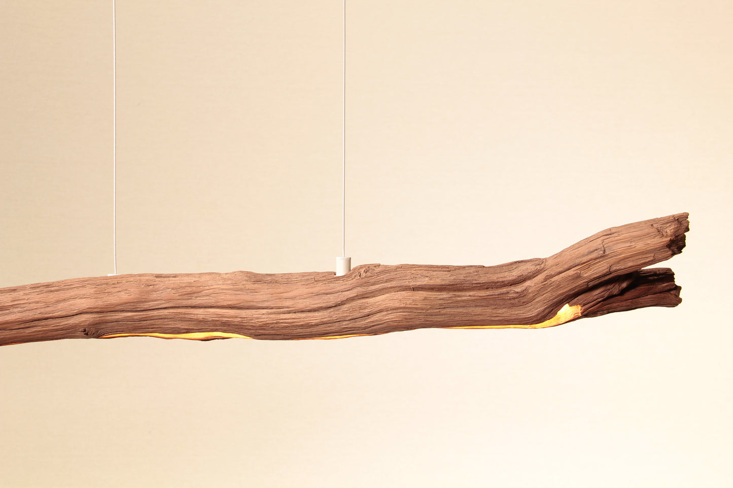 Lampada da tavolo da pranzo - pezzo unico fatto a mano - ramo di quercia di 158 cm