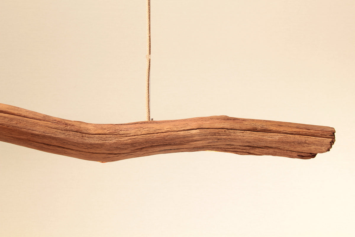 LED lampe de table à manger - fait main pièce unique - 177cm branche de chêne