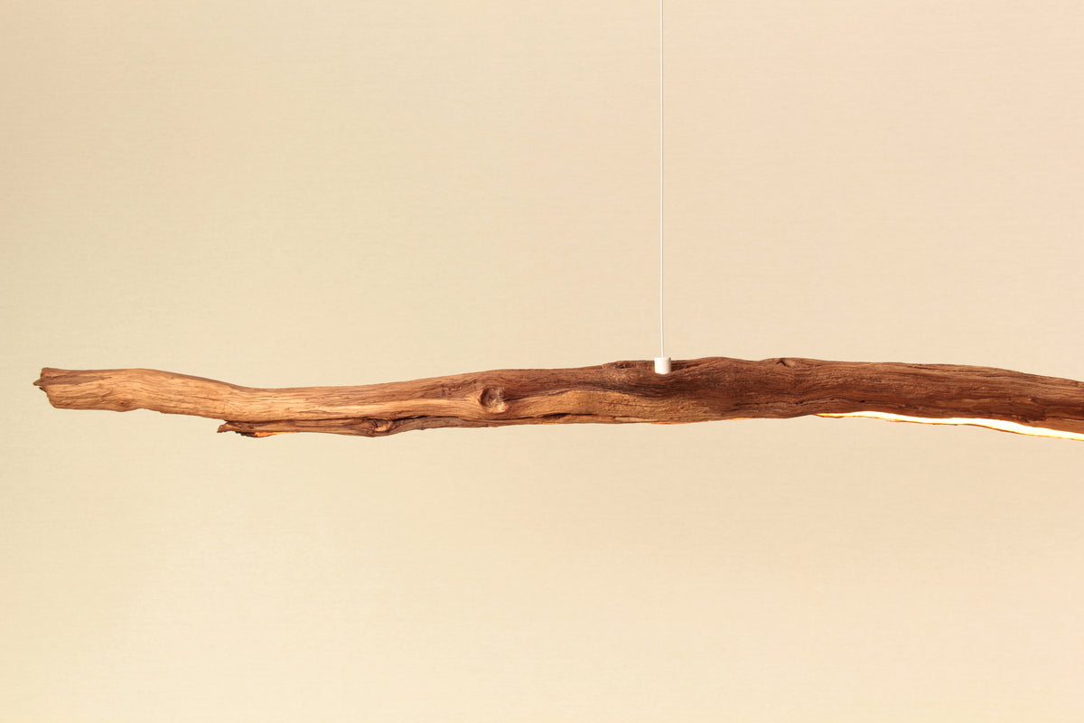 LED-Esstischleuchte - handgefertigtes Unikat - 183cm Eichenast
