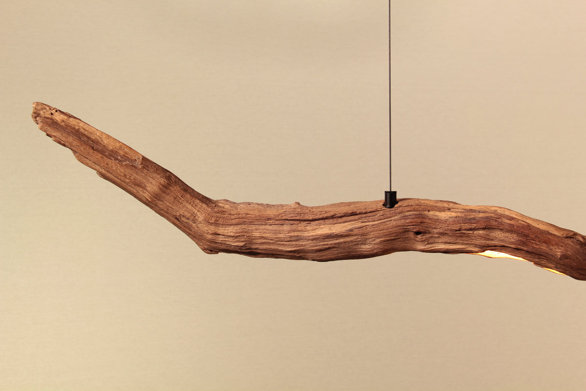 Lámpara de mesa de comedor - pieza única hecha a mano - rama de roble 176cm