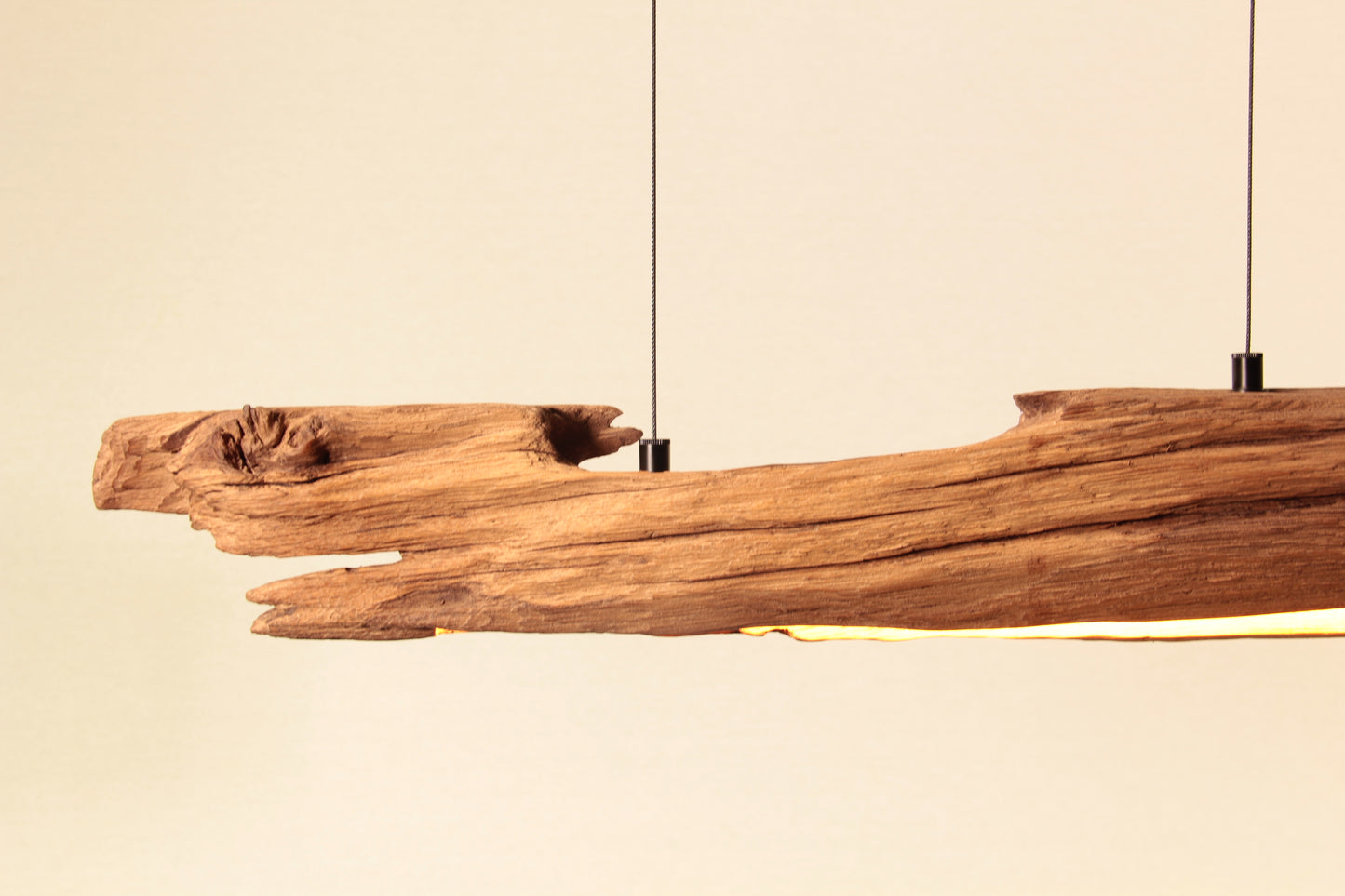 Eettafel lamp - handgemaakt uniek stuk - 123cm eiken balk