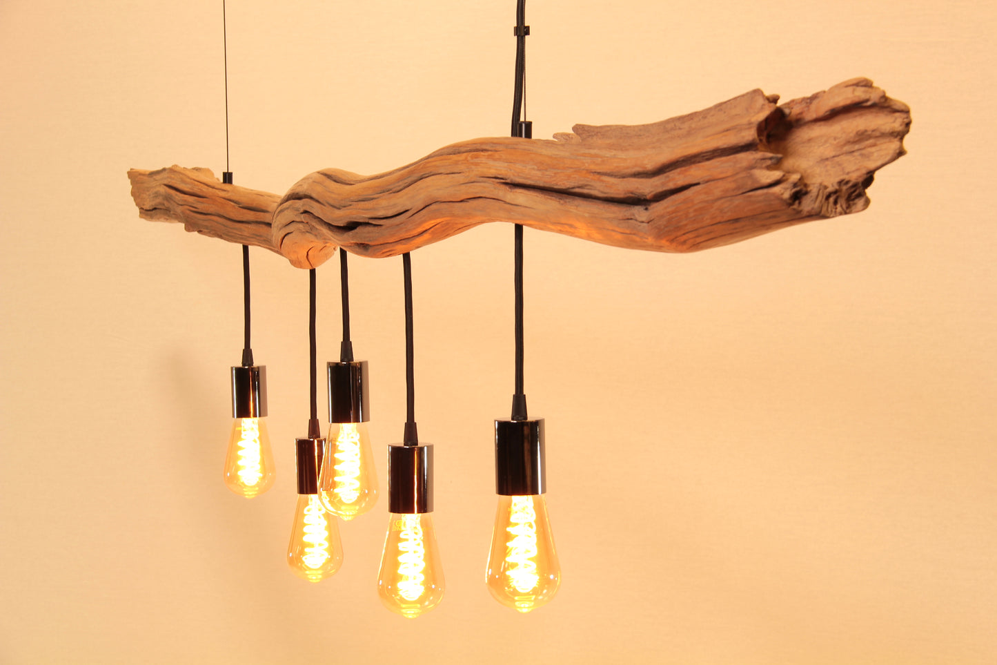 Dining table lamp / 195 cm oak branch / "Between light and dark"