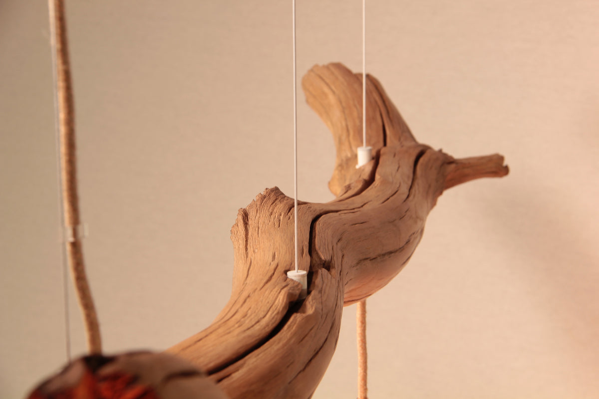 Lampe de table / branche de chêne de 118 cm / "Le teint parfait