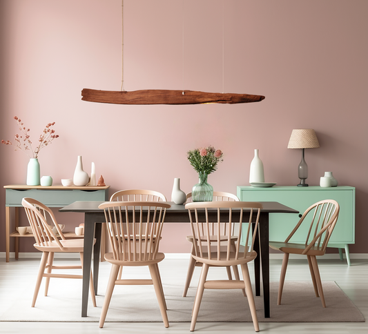 Dining table lamp - handmade unique piece - 134cm oak beam