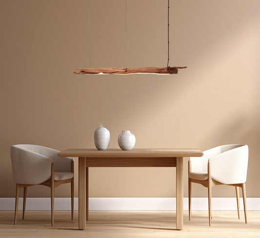 Lampada da tavolo da pranzo - pezzo unico fatto a mano - ramo di quercia da 115cm
