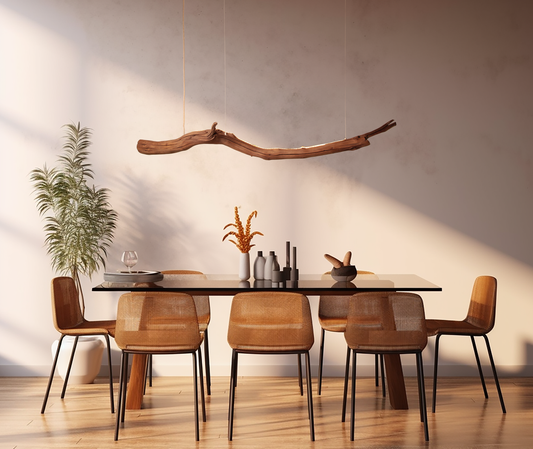 Lámpara de mesa de comedor / tira de LED / rama de roble de 181 cm