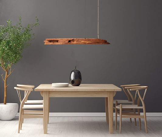 Eettafel lamp - handgemaakt uniek stuk - 126cm eiken balk