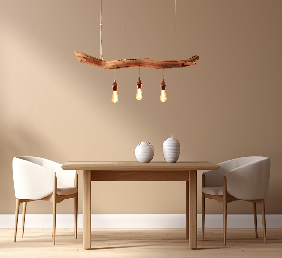 Lampe de table / branche de chêne de 118 cm / "Le teint parfait