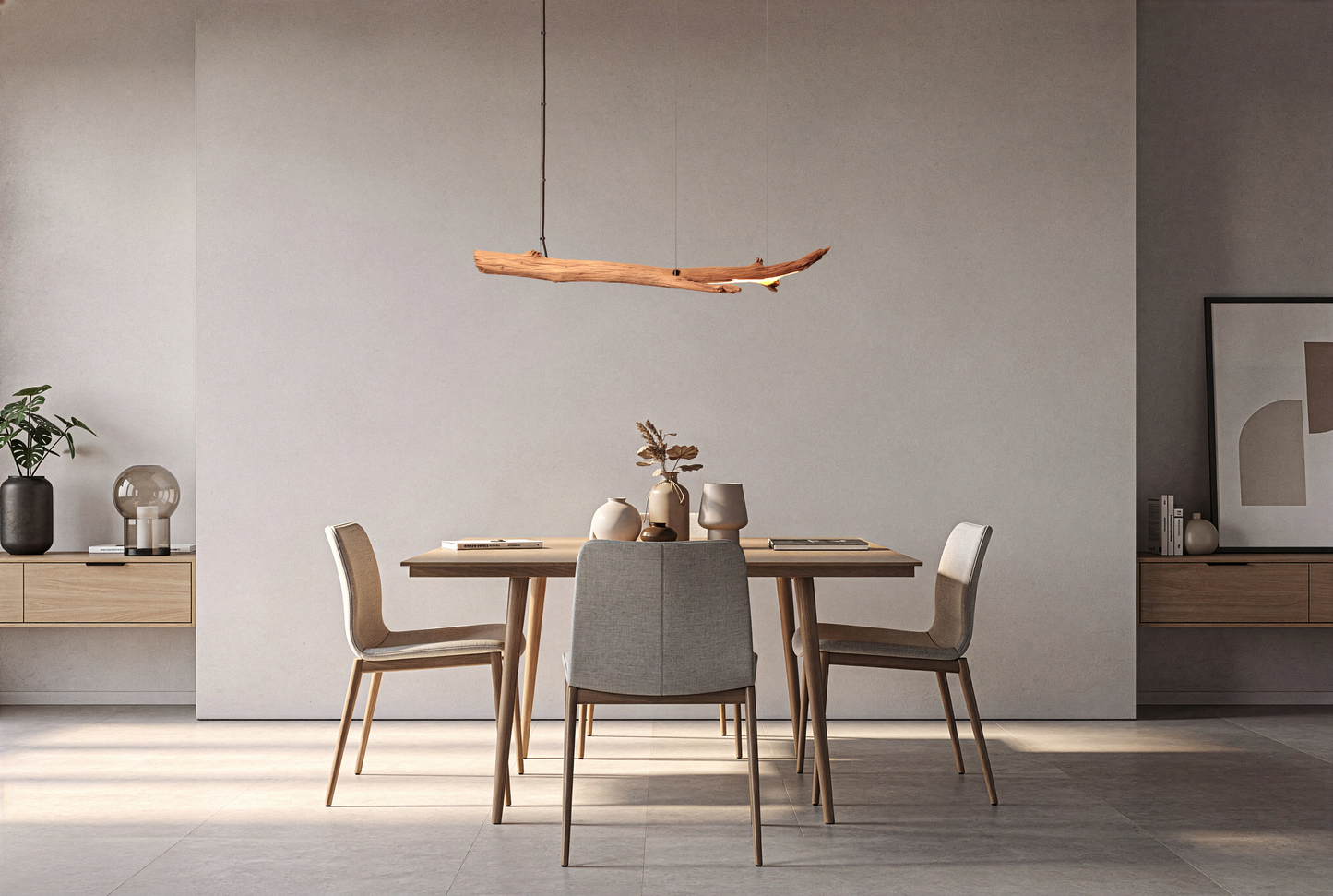 Dining table lamp - handmade unique piece - 100cm oak branch