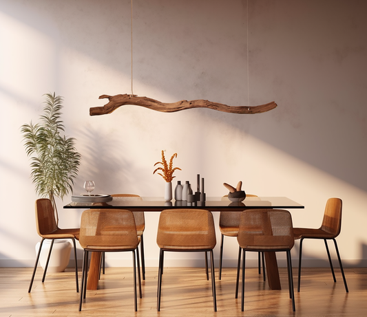 Lámpara de mesa de comedor / tira de LED / rama de roble de 177 cm