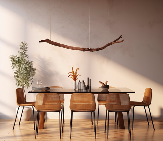 Lámpara de mesa de comedor / tira de LED / rama de roble de 177 cm