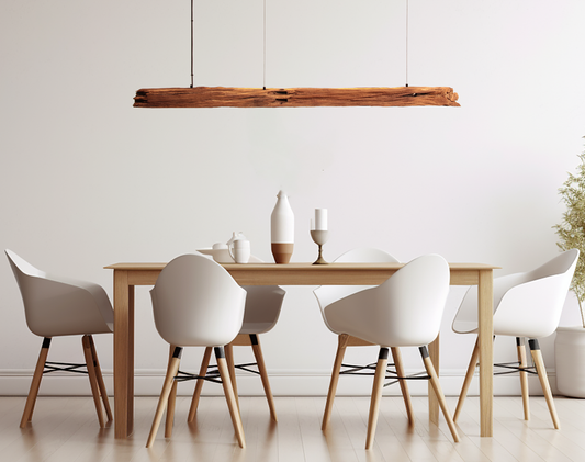 Dining table lamp - handmade unique piece - 170cm oak beam