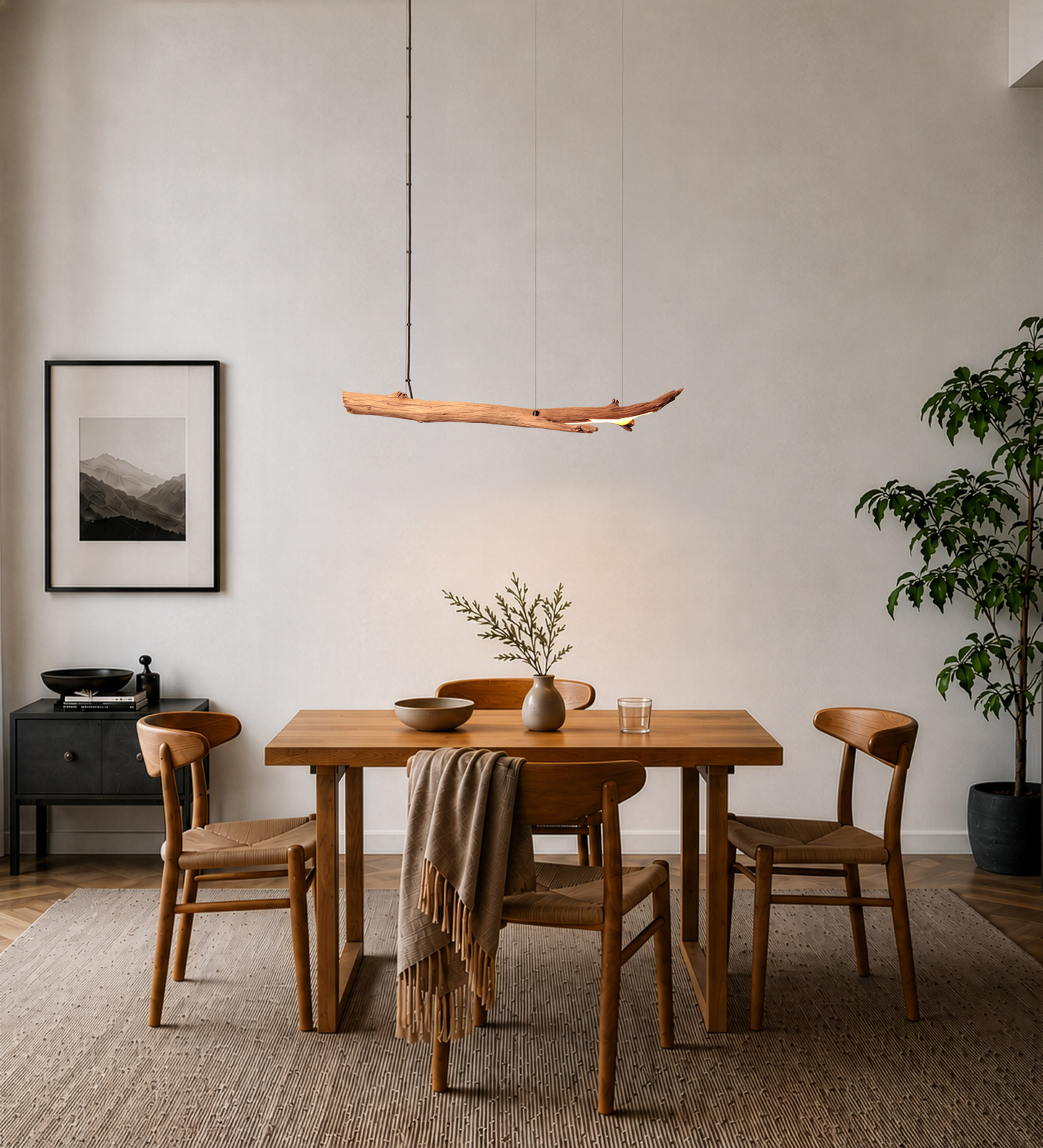Dining table lamp - handmade unique piece - 100cm oak branch
