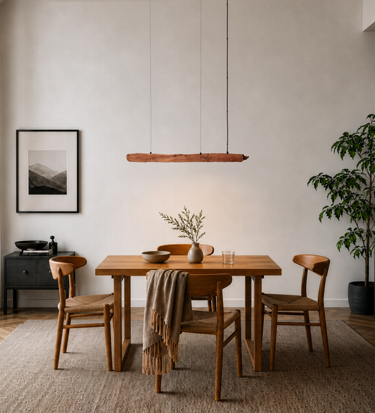 Eettafel lamp - handgemaakt uniek stuk - 100cm eiken balk