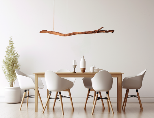 LED eettafel lamp - handgemaakt uniek stuk - 166cm eiken tak