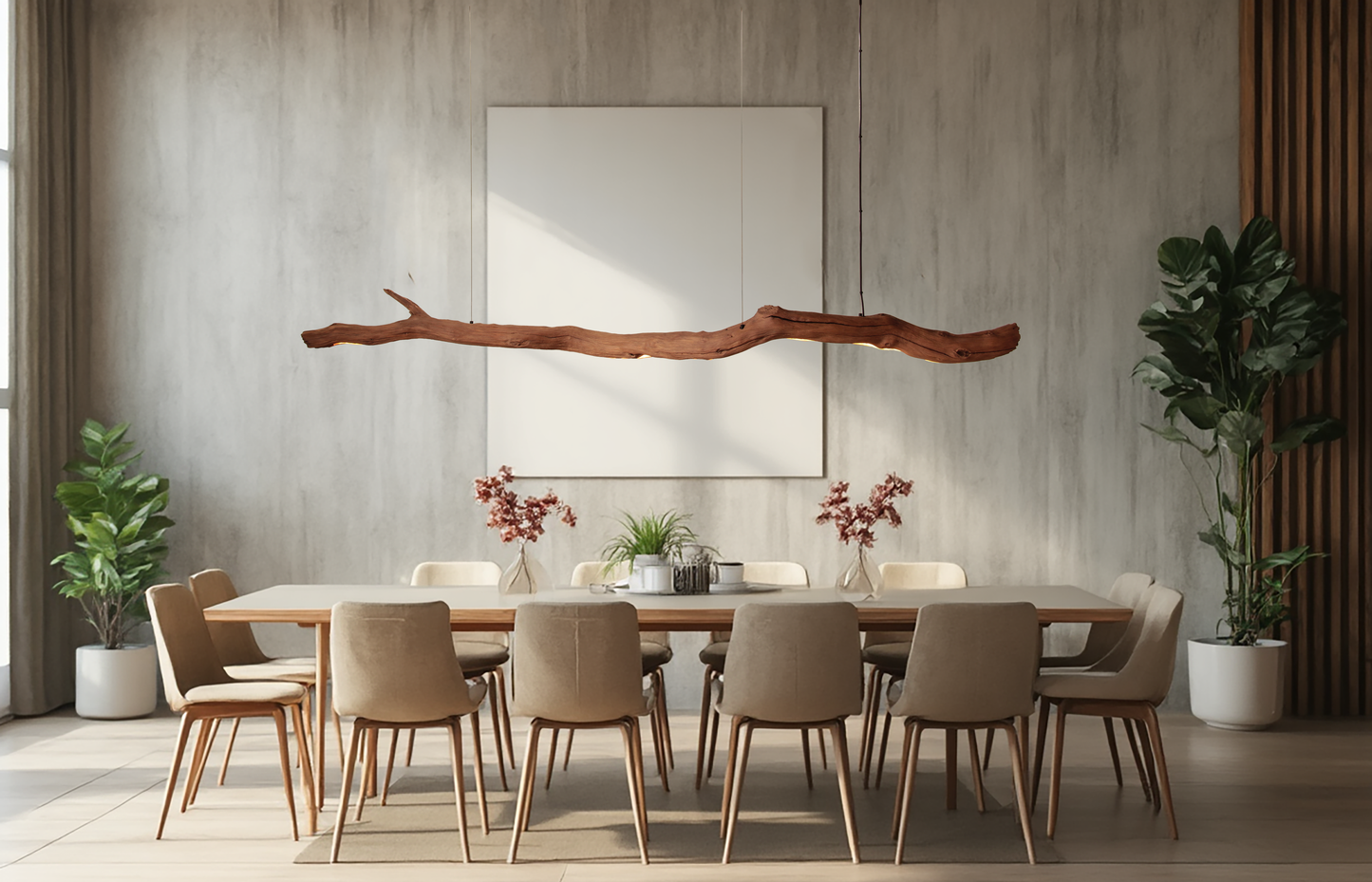 Dining table lamp - handmade unique piece - 245cm oak branch 2