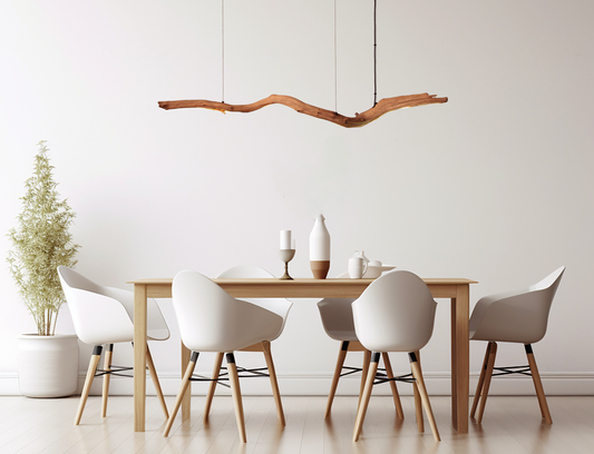 Eettafel lamp - handgemaakt uniek stuk - 153cm eiken tak