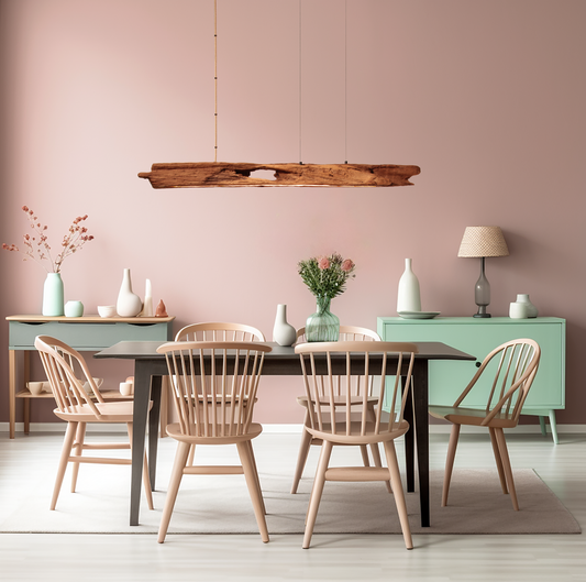 Lampada da tavolo da pranzo - pezzo unico fatto a mano - trave in rovere 126cm