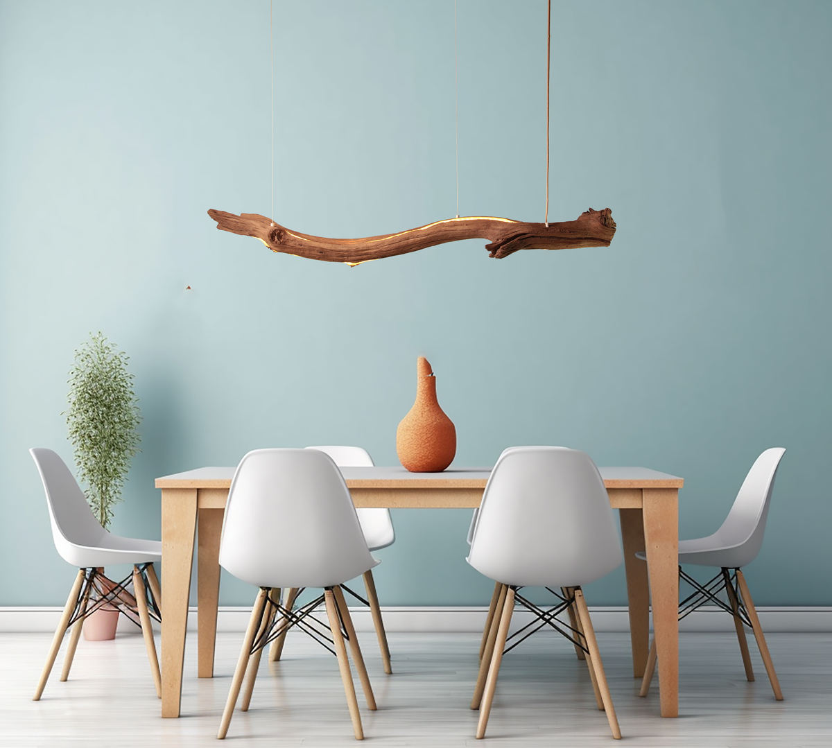 Lampe de table / bande LED / 147 cm branche de chêne