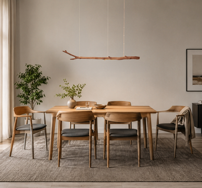 Suspension pour table à manger - branche de chêne 159 cm - pièce unique faite main
