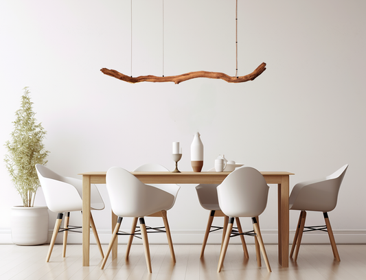 Lampe de table à manger - fait main pièce unique - 160cm branche de chêne