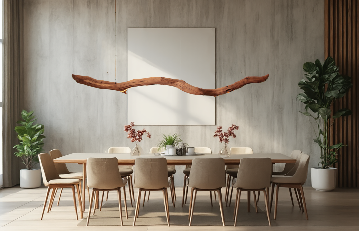 Dining table lamp - handmade unique piece - 245cm oak branch